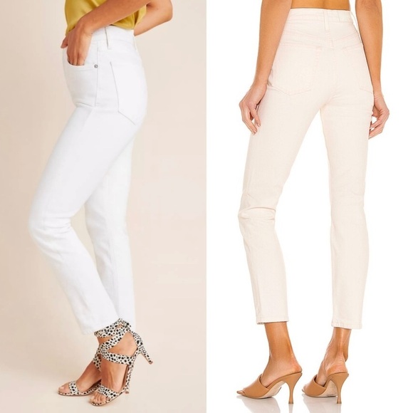 AGOLDE 90s Ivory Stretch Denim High Rise Button Fly Ankle Cropped Slim Jeans 27 - Picture 2 of 7